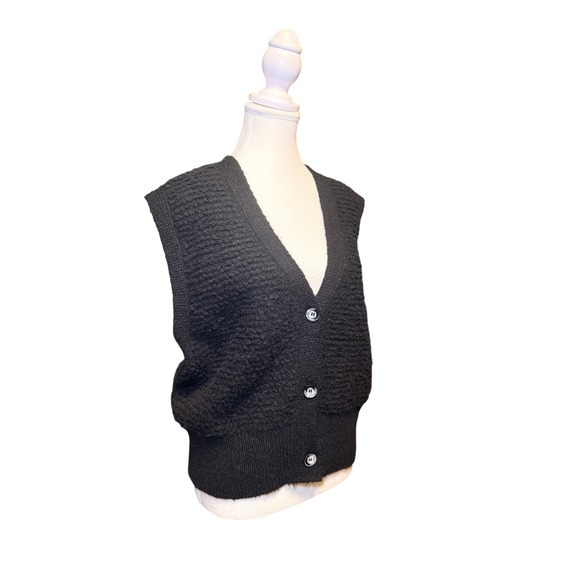 Black Textured Button Front Sweater Vest – Size 3XL (NWT) - Picture 2 of 5